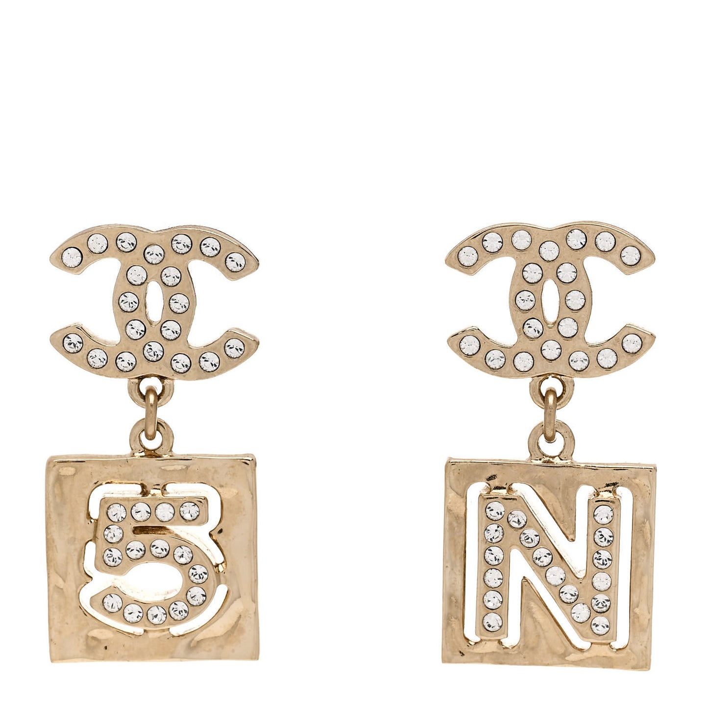 Crystal CC No 5 Drop Earrings Gold