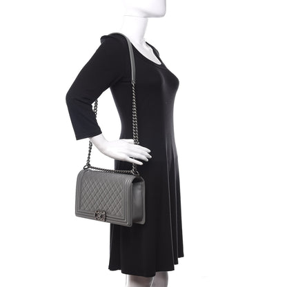 Chanel Calfskin Quilted New Medium Boy Flap Grey 2 of 10