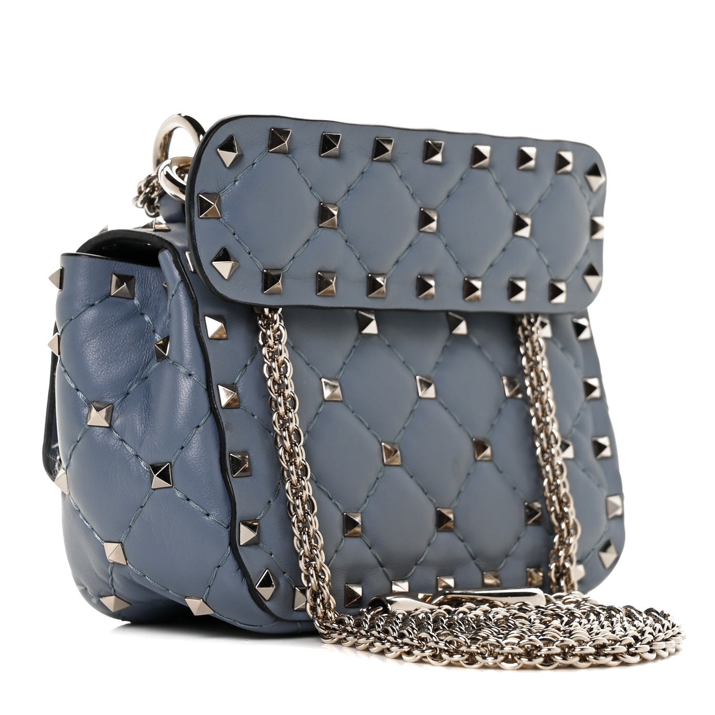 Nappa Micro Rockstud Spike Shoulder Bag Blue