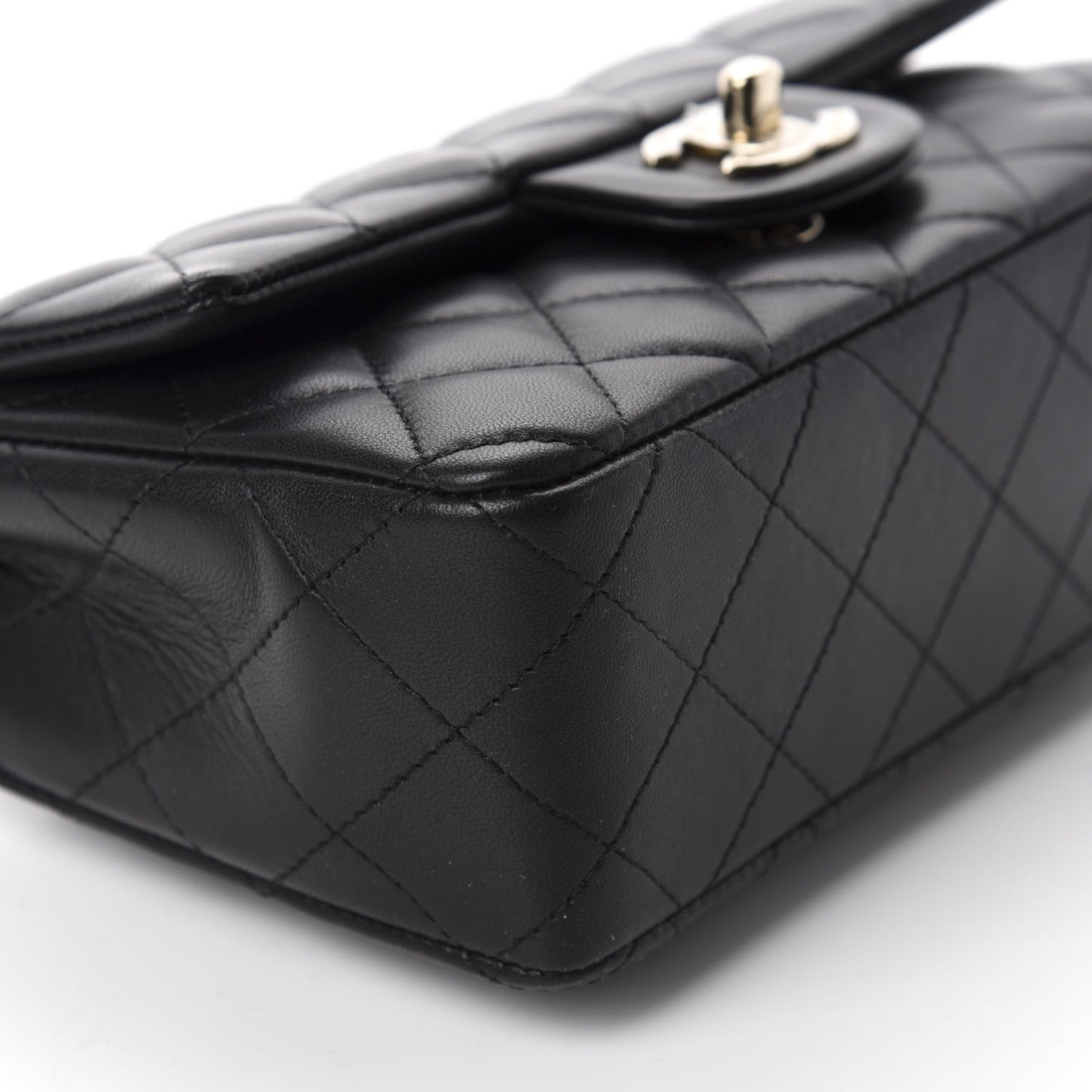 Lambskin Quilted Mini Rectangular Flap Black