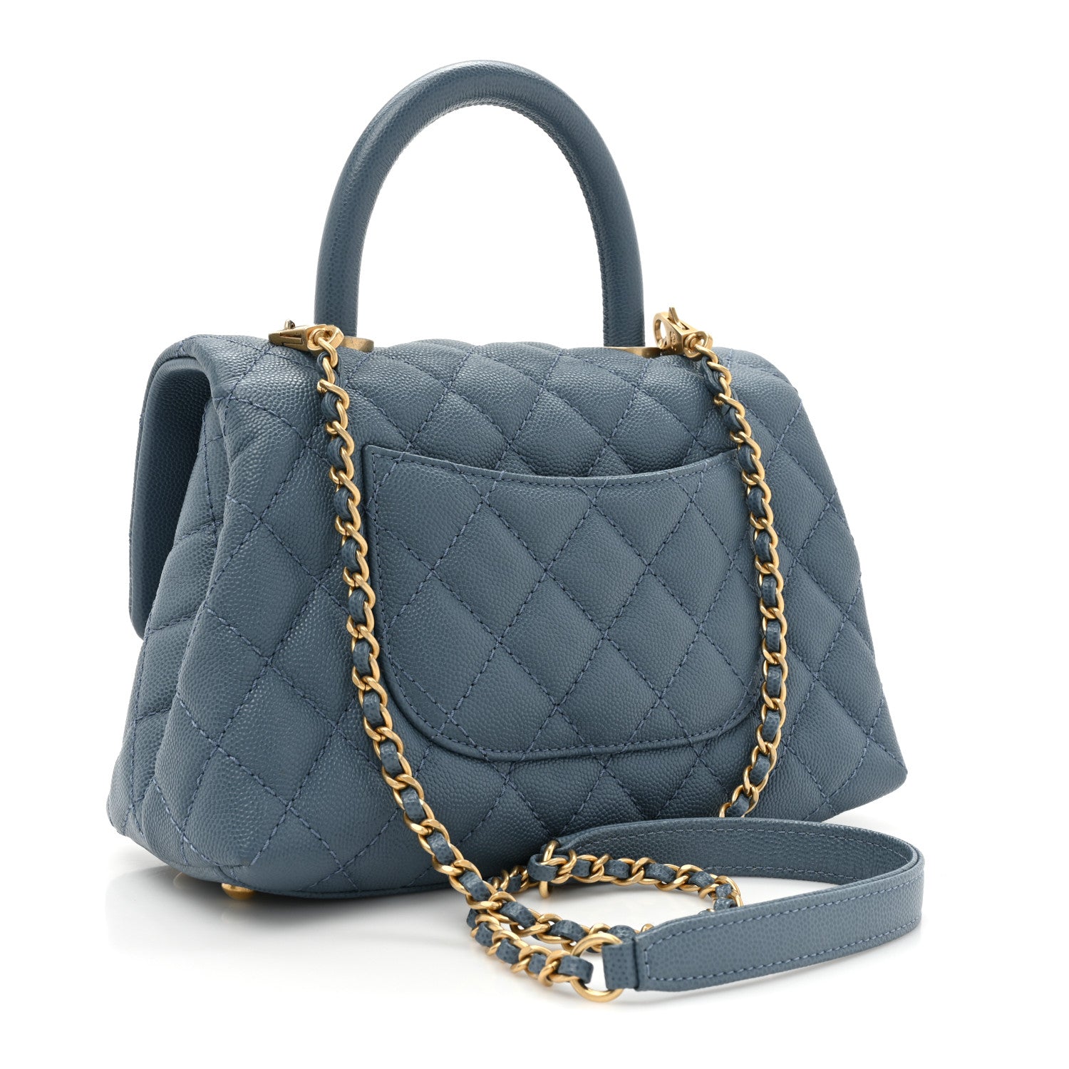 Chanel Caviar Quilted Mini Coco Handle Flap Blue 3 of 13