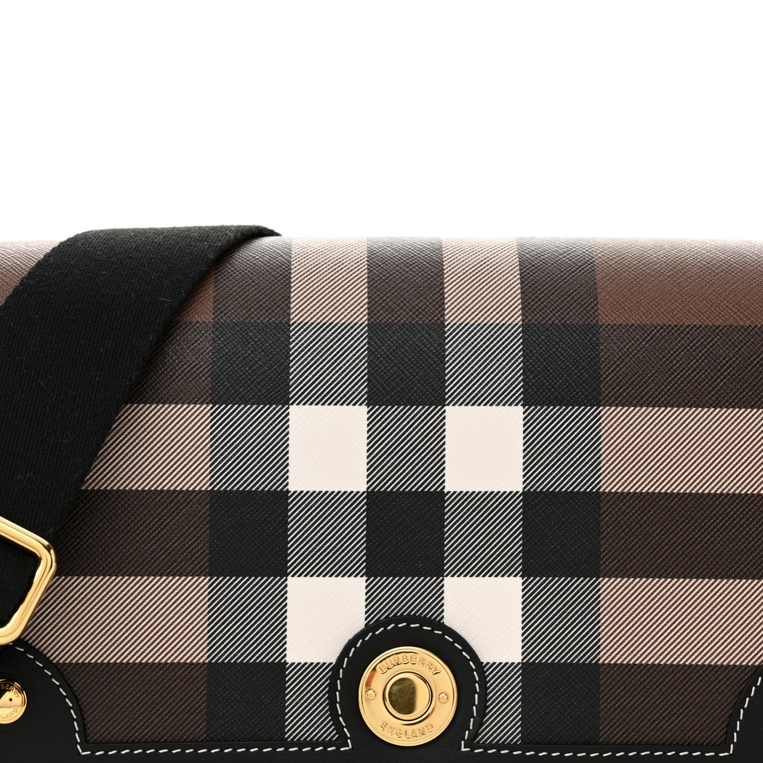 Burberry Calfskin Giant Check E-Canvas Note Crossbody Bag Dark Birch Brown 8 of 11