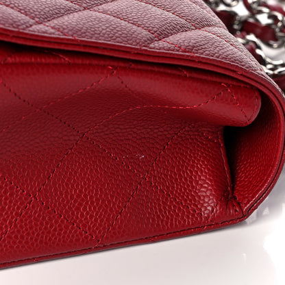 Chanel Caviar Quilted Jumbo Single Flap Dark Red 12 of 14