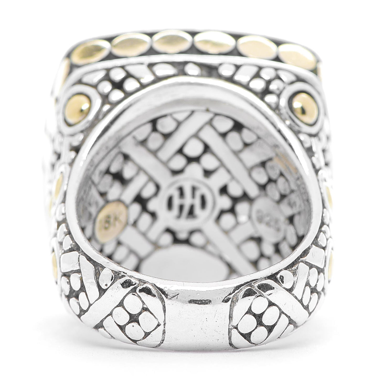 Sterling Silver 18K Yellow Gold Jaisalmer Dot Square Ring 51 5.75