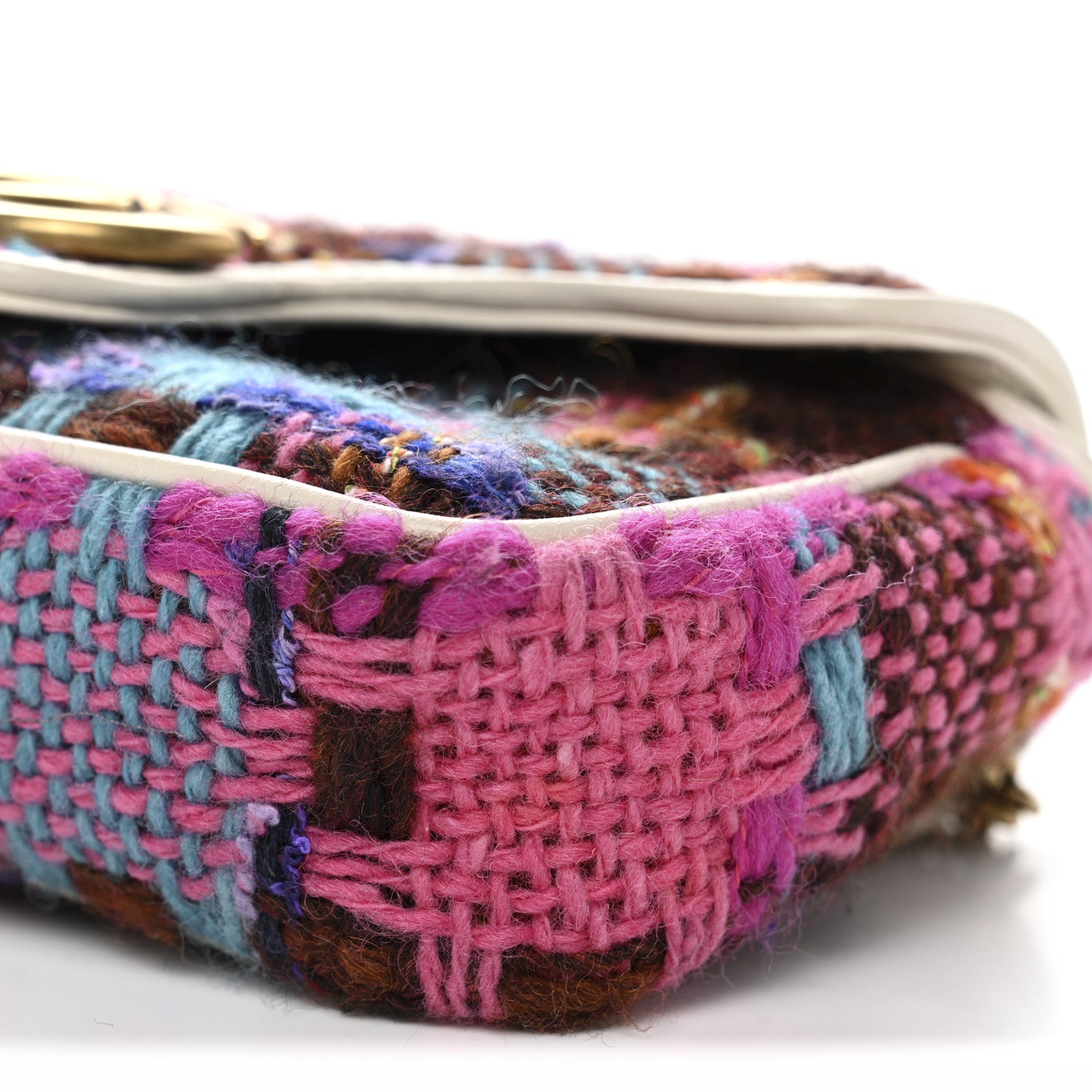 Gucci Tweed Calfskin Spicy Check Super Mini GG Marmont Shoulder