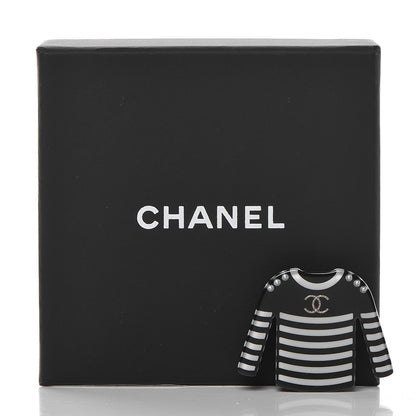 Chanel Resin Sweater CC Brooch Black White 5 of 5