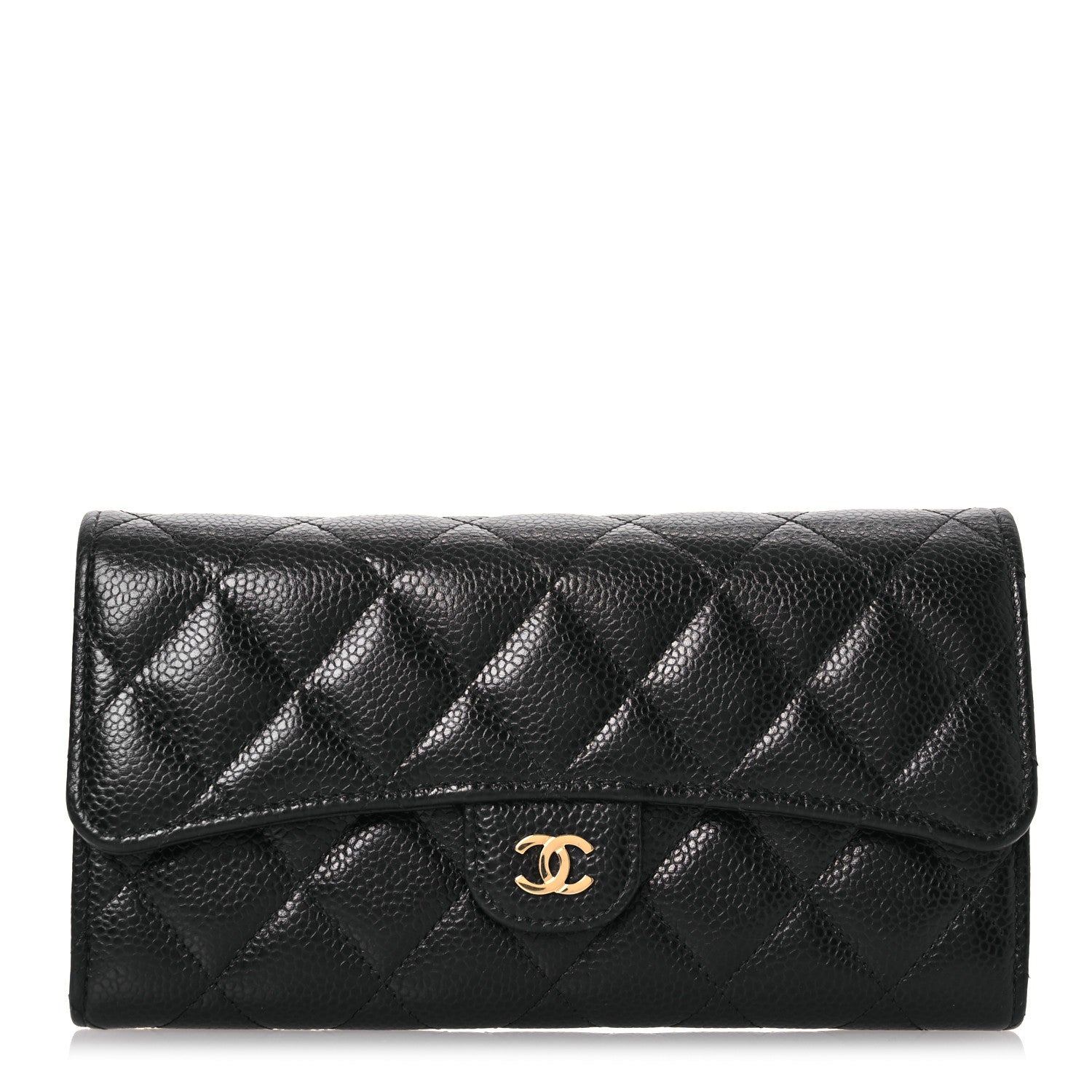 Chanel Caviar Quilted Large Gusset Flap Wallet Black 1 of 15