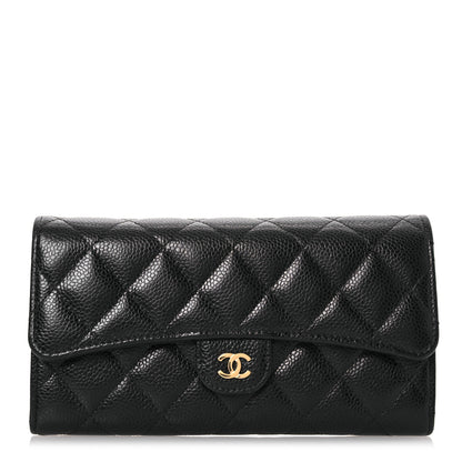Chanel Caviar Quilted Large Gusset Flap Wallet Black 1 of 15