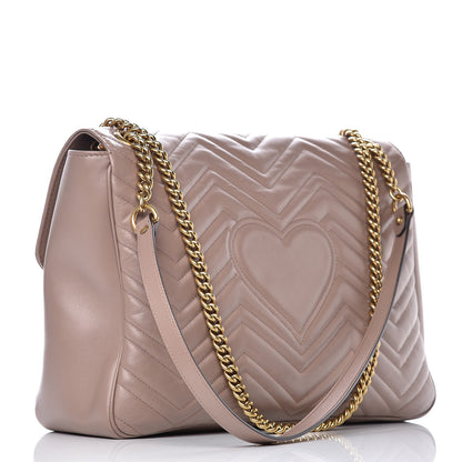 Gucci Calfskin Matelasse Heart Large GG Marmont Shoulder Bag Porcelain Rose 3 of 12