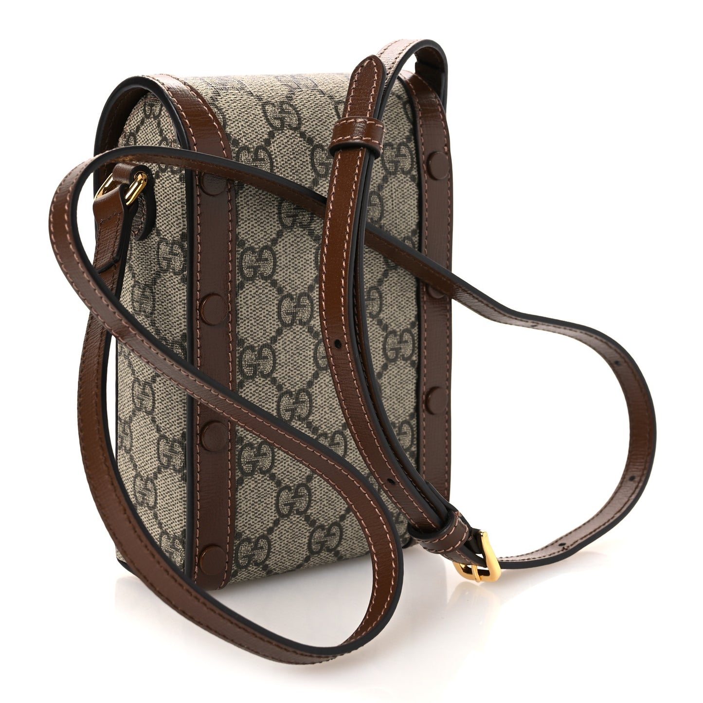 GG Supreme Monogram Mini Horsebit 1955 Crossbody Bag Beige Brown Sugar