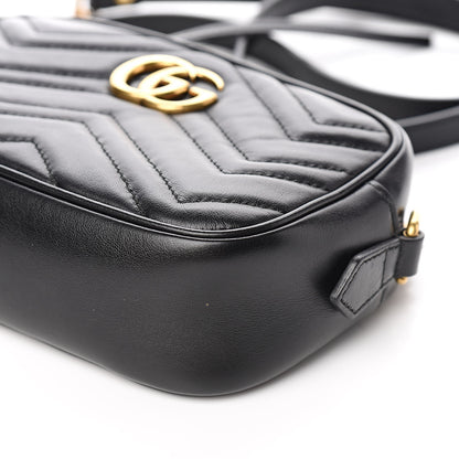 Gucci Calfskin Matelasse Mini GG Marmont Chain Shoulder Bag Black 9 of 11