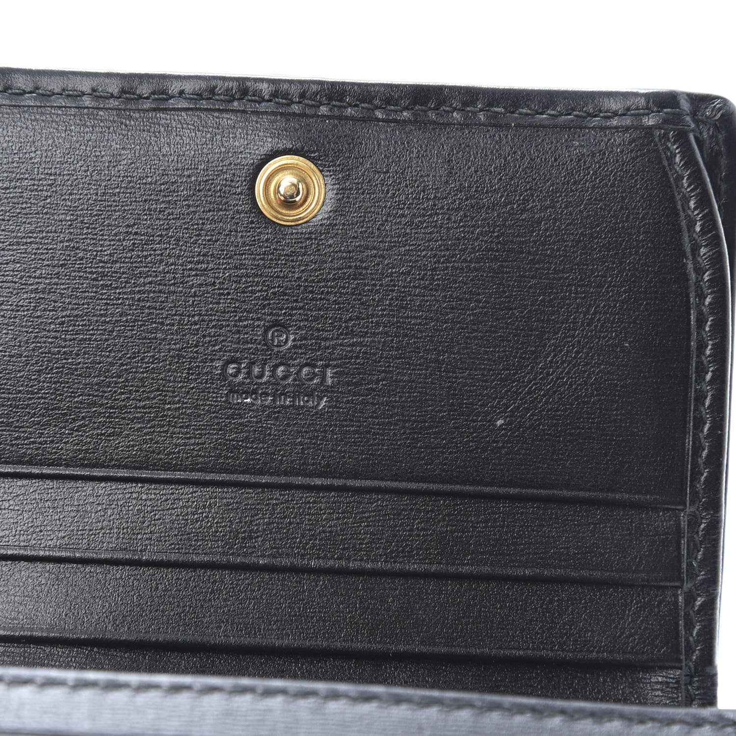 Gucci Calfskin Web Trapuntata GG Marmont Card Case Wallet Black 6 of 9