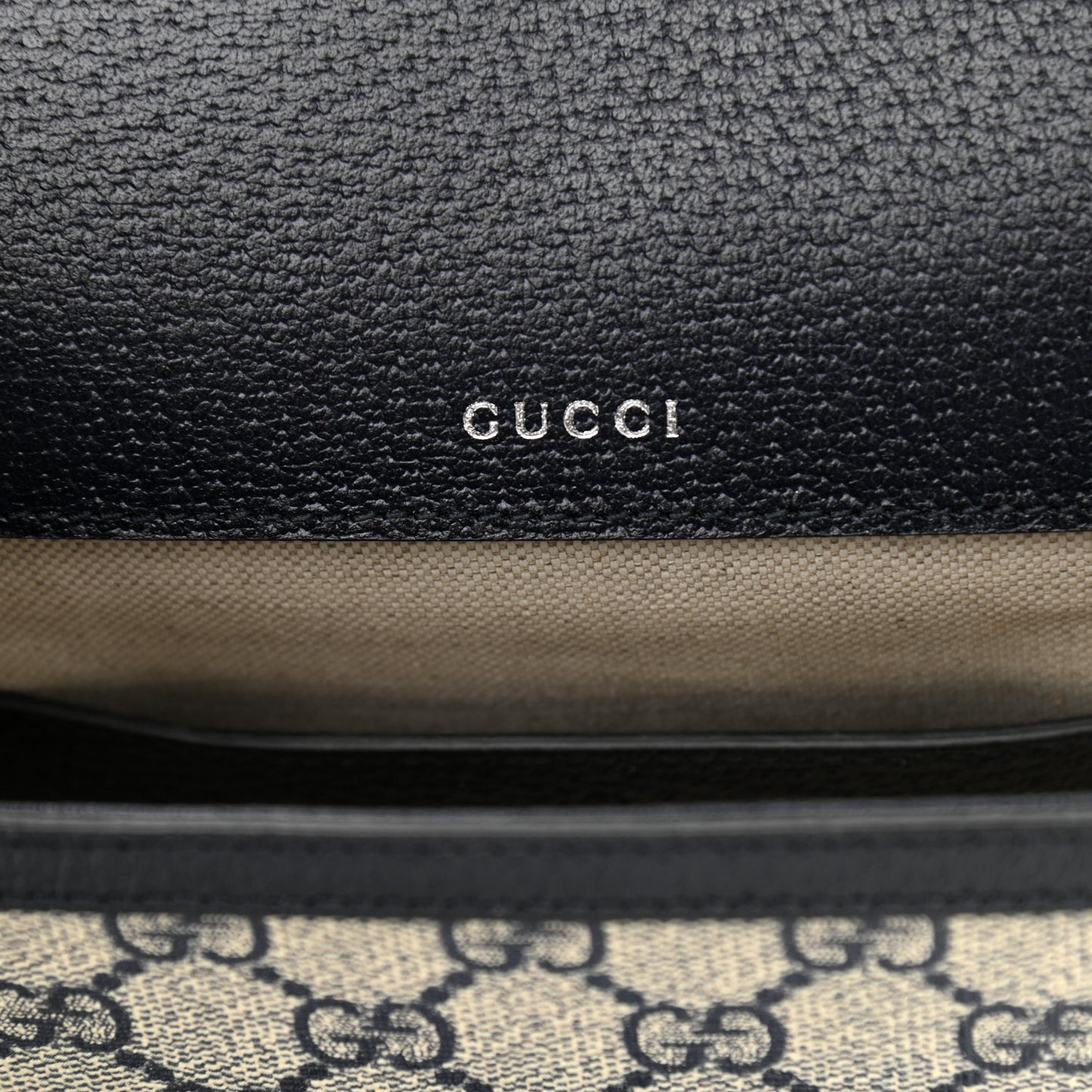 GG Supreme Monogram Textured Dollar Calfskin Web Mini Horsebit 1955 Shoulder Bag Beige Blue