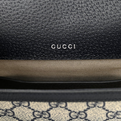 Gucci GG Supreme Monogram Textured Dollar Calfskin Web Mini Horsebit 1955 Shoulder Bag Beige Blue 5 of 10