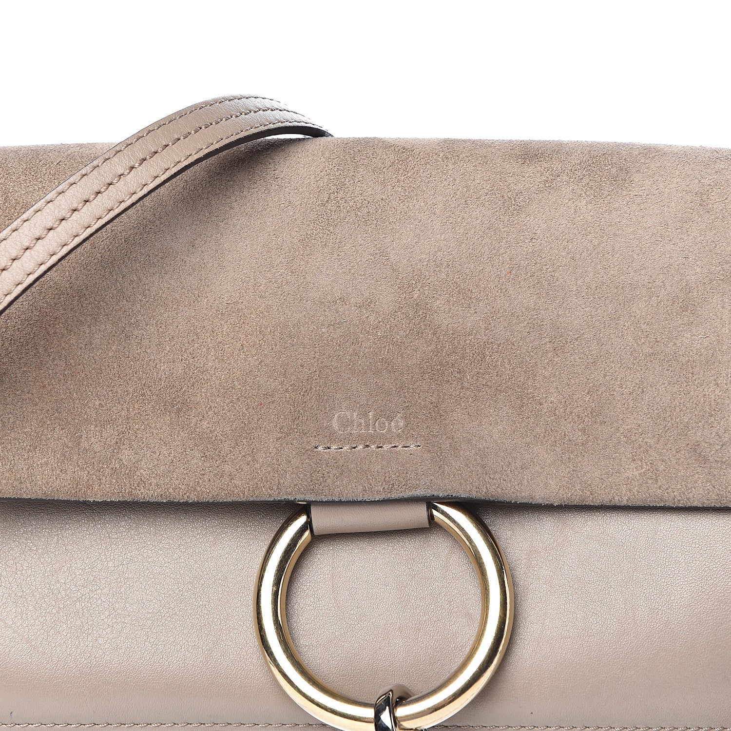 Chloe Suede Calfskin Small Faye Shoulder Bag Motty Grey 16 of 18