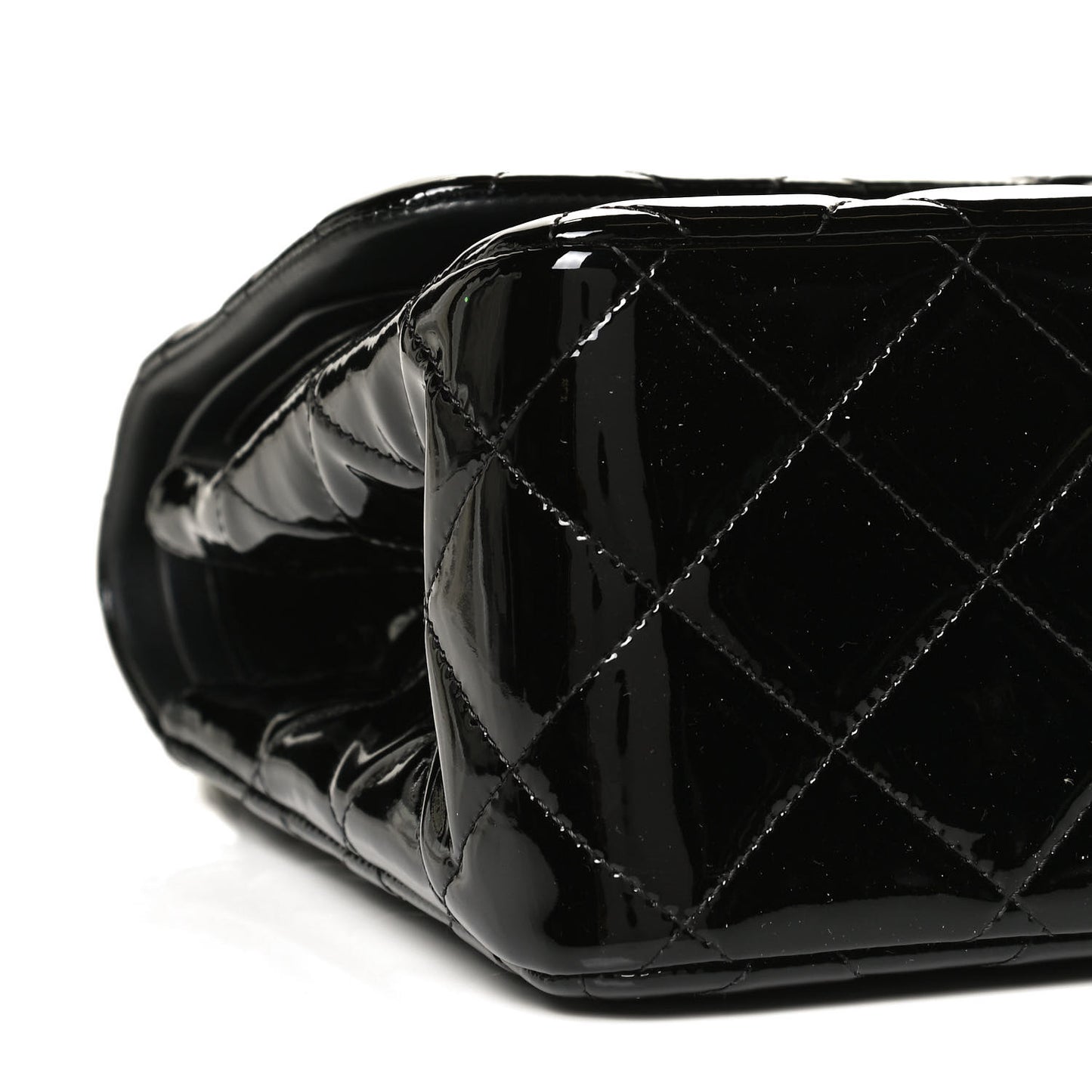 Patent Quilted Jumbo Double Flap Black