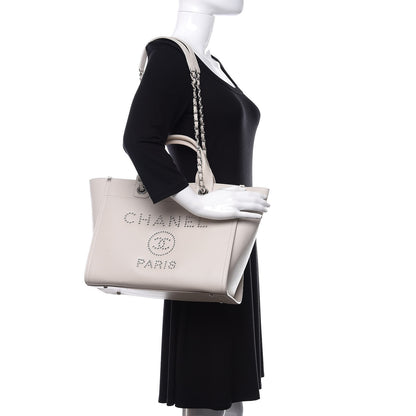 Chanel Caviar Small Studded Deauville Tote Ivory 2 of 12