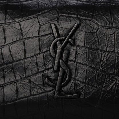 Saint Laurent Calfskin Crocodile Embossed Monogram Medium Niki Shopping Bag Black 8 of 10