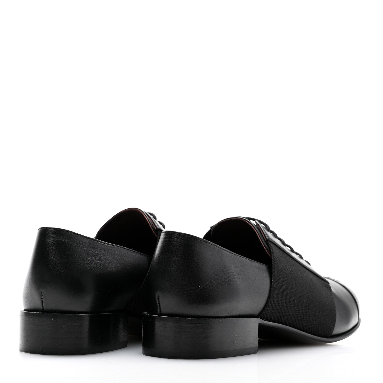 Chanel Calfskin Elastic Lace Up Cap Toe CC Loafers 38.5 Black 4 of 11