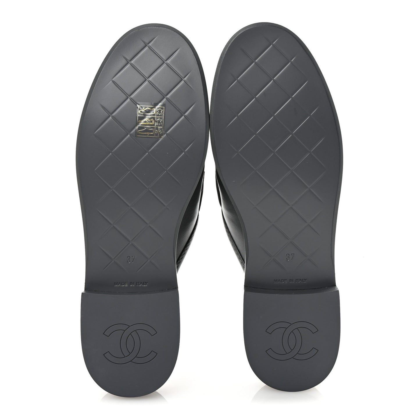 Lambskin Quilted CC Turnlock Mules 37 Dark Gray
