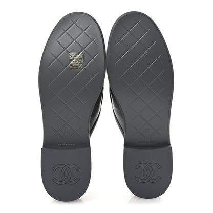 Chanel Lambskin Quilted CC Turnlock Mules 37 Dark Gray 6 of 10