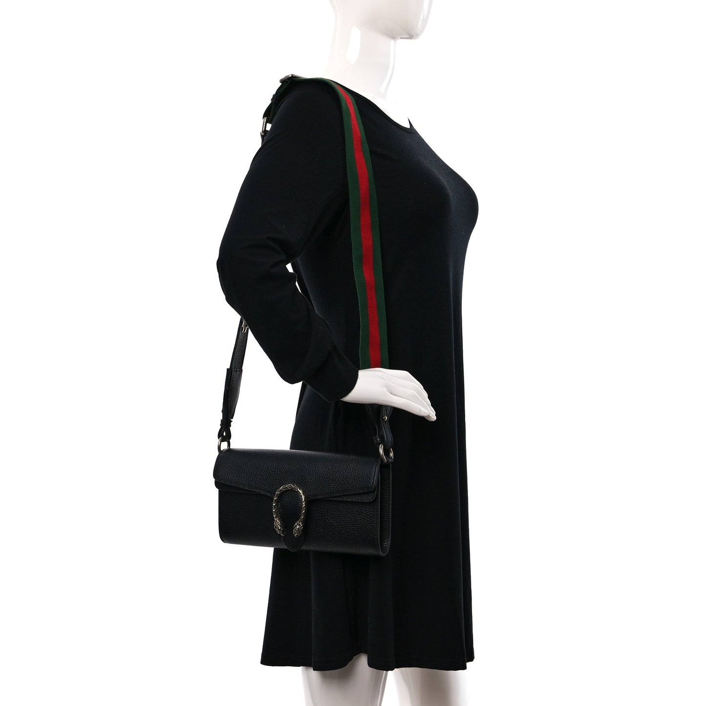 Dollar Calfskin Web Small Dionysus Crossbody Bag Black