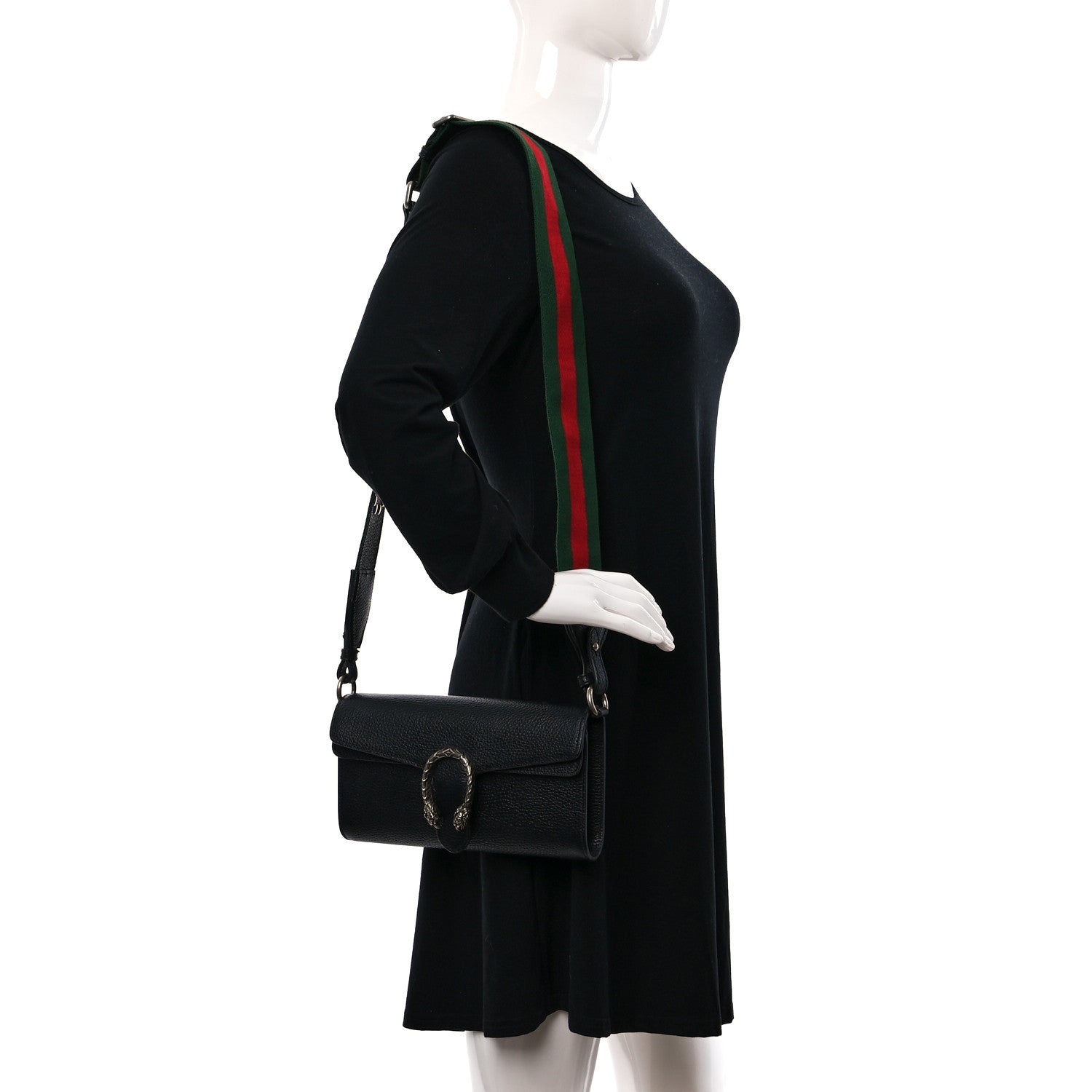 Gucci Dollar Calfskin Web Small Dionysus Crossbody Bag Black 2 of 9