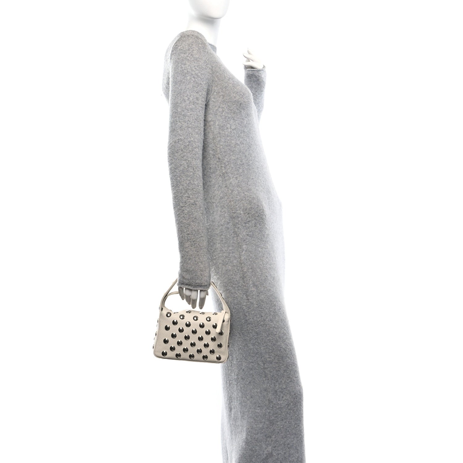 Khaite Pebbled Sport Calfskin Studded Small Elena White 2 of 9