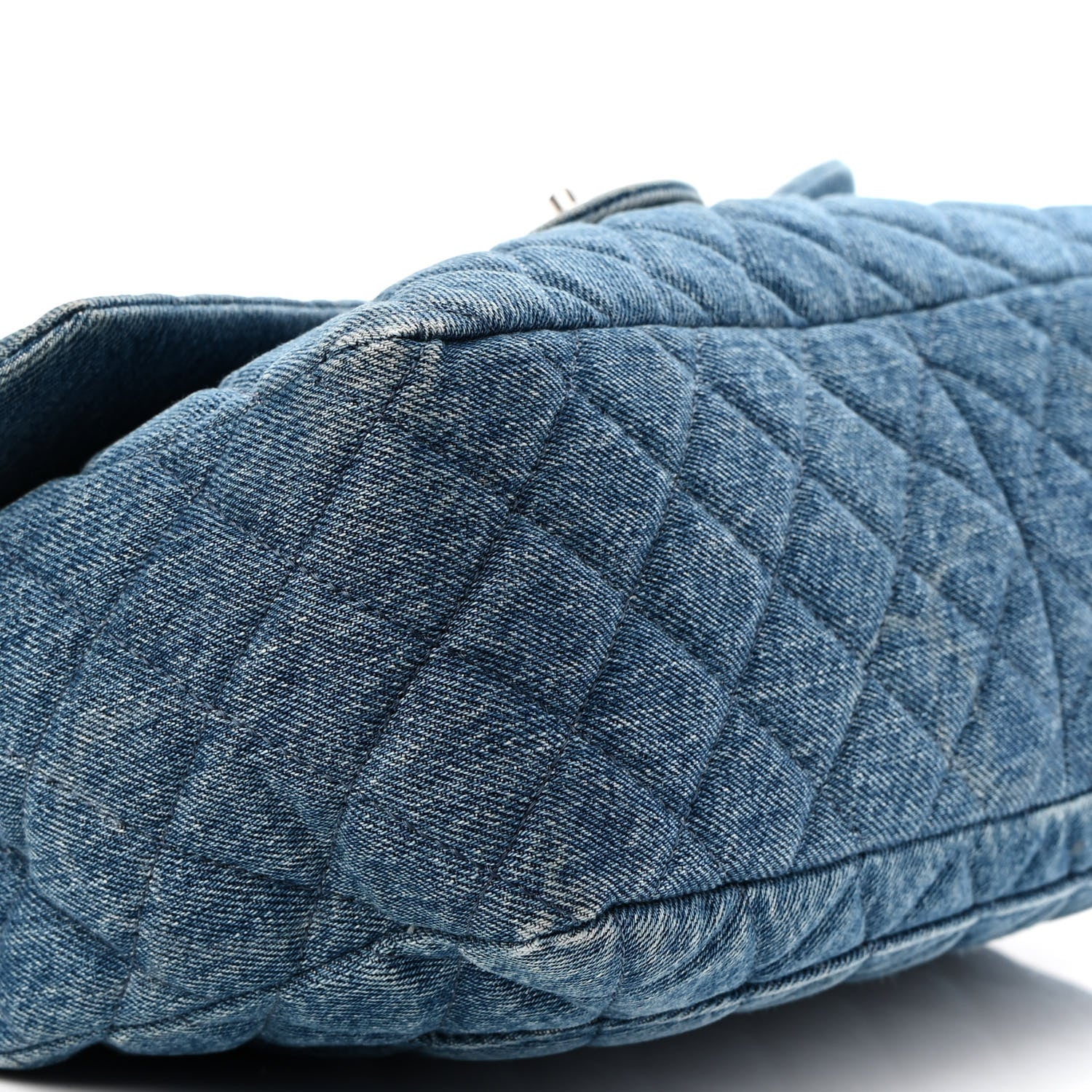 Chanel Denim Quilted CC Print Jumbo Single Flap Blue 7 of 8