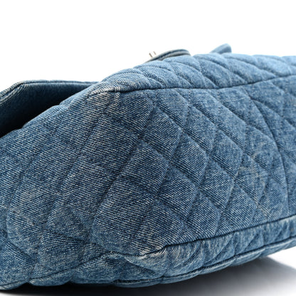 Chanel Denim Quilted CC Print Jumbo Single Flap Blue 7 of 8