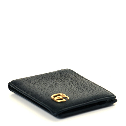 Gucci Calfskin Boar Effect GG Marmont Bi-Fold Wallet Black 4 of 6