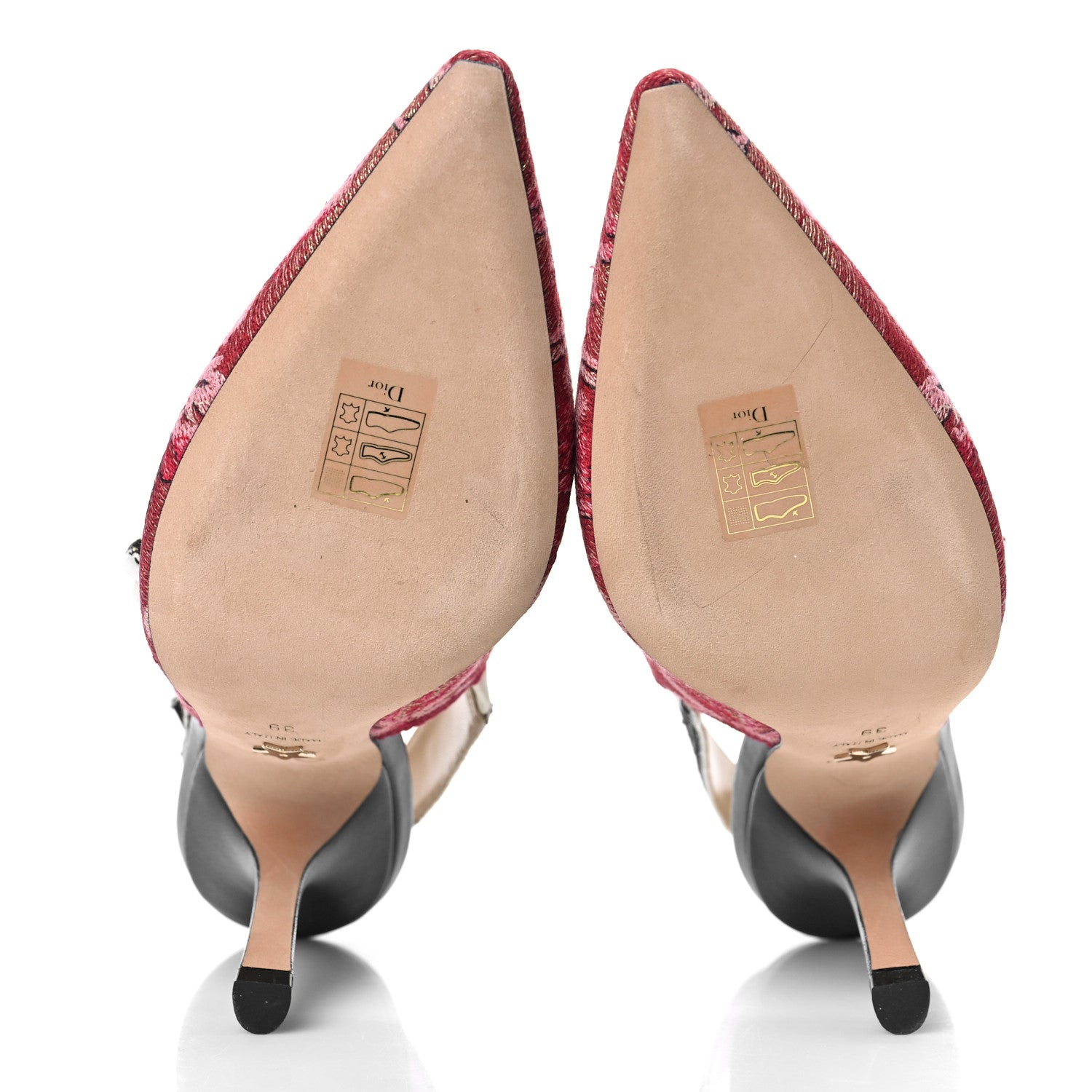 Christian Dior Brocade Lurex Ribbon Embroidered J'Adior Slingback 100mm Pumps 39.5 Cherry 6 of 9