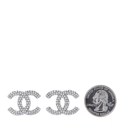 Chanel Crystal Large CC Earrings Silver 3 of 10