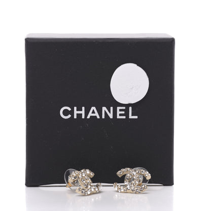 Chanel Crystal CC First Class Stud Earrings Gold 5 of 5
