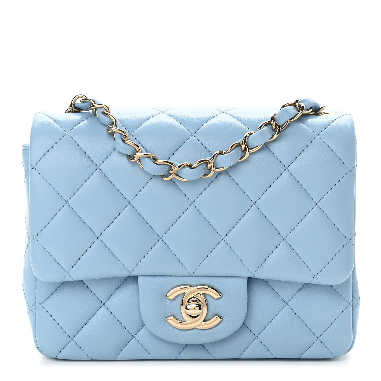 Chanel Lambskin Quilted Mini Square Flap Light Blue 1 of 9