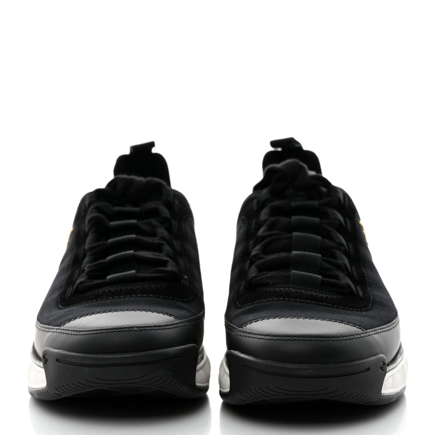 Velvet Calfskin Mixed Fibers CC Sneakers 38.5 Black