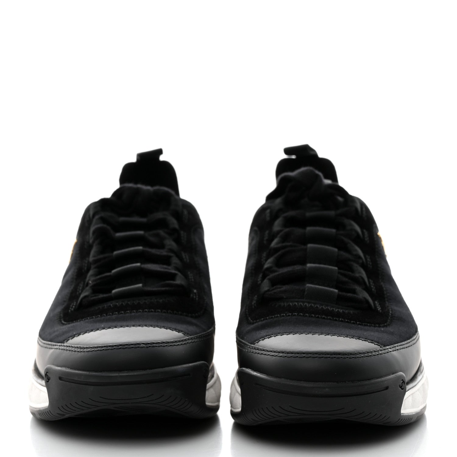 Chanel Velvet Calfskin Mixed Fibers CC Sneakers 38.5 Black 2 of 9