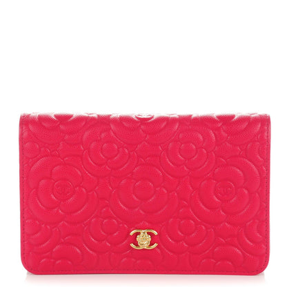 Chanel Caviar Camellia Embossed Wallet On Chain WOC Fuschia 1 of 8