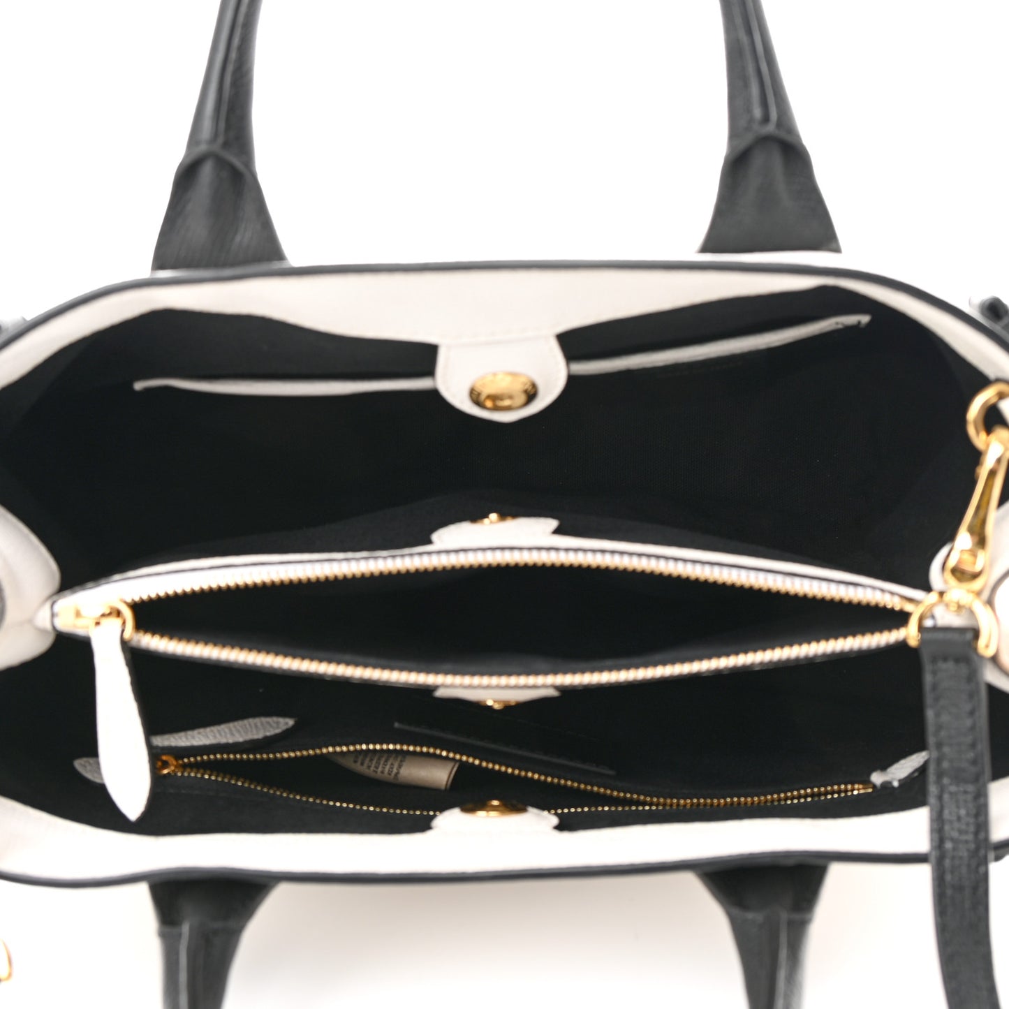 Derby Calfskin House Check Medium Bi-Color Banner Tote Natural Black