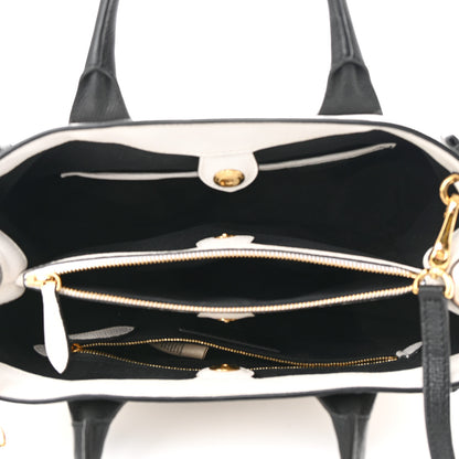 Burberry Derby Calfskin House Check Medium Bi-Color Banner Tote Natural Black 5 of 15