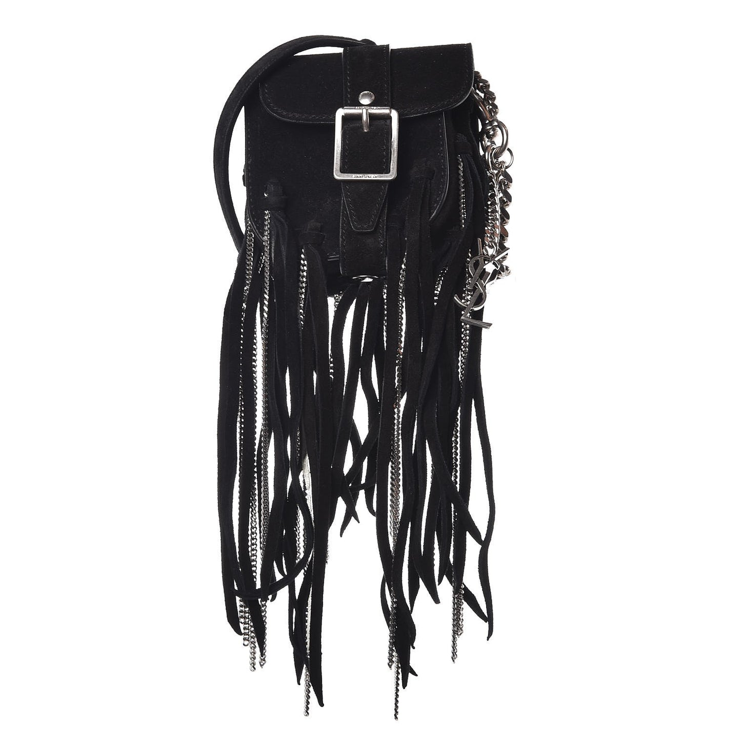 Suede Fringe Crossbody Bag Black