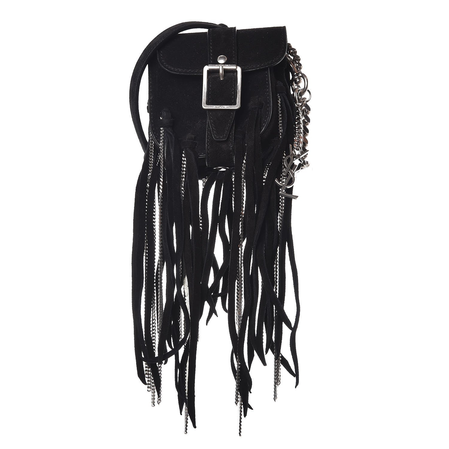Saint Laurent Suede Fringe Crossbody Bag Black 1 of 6