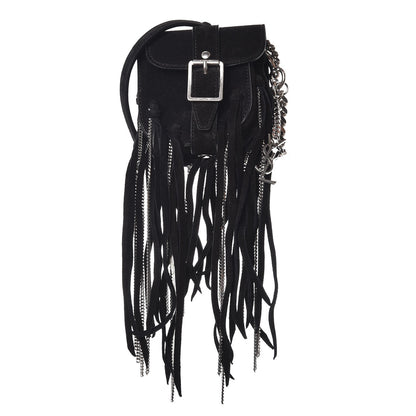Saint Laurent Suede Fringe Crossbody Bag Black 1 of 6