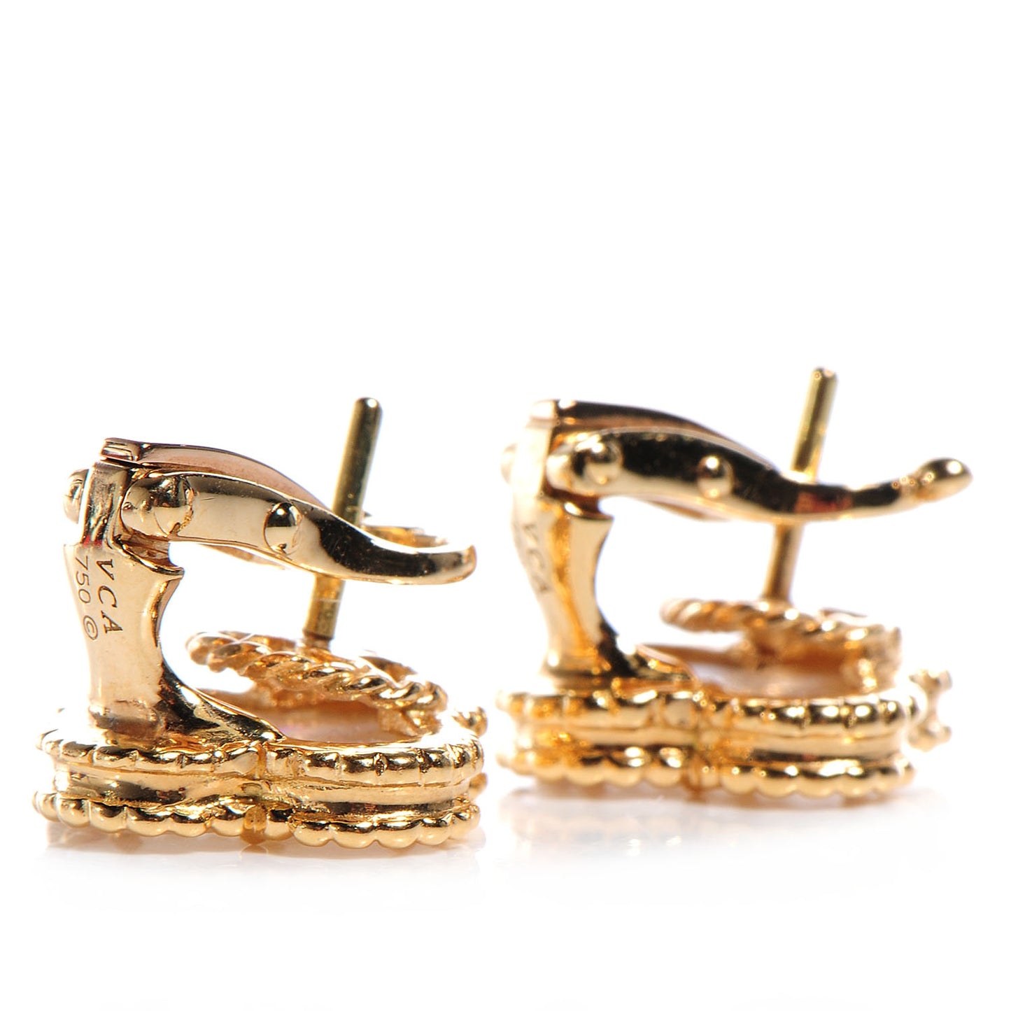 18K Yellow Gold Mother of Pearl Vintage Alhambra Earrings
