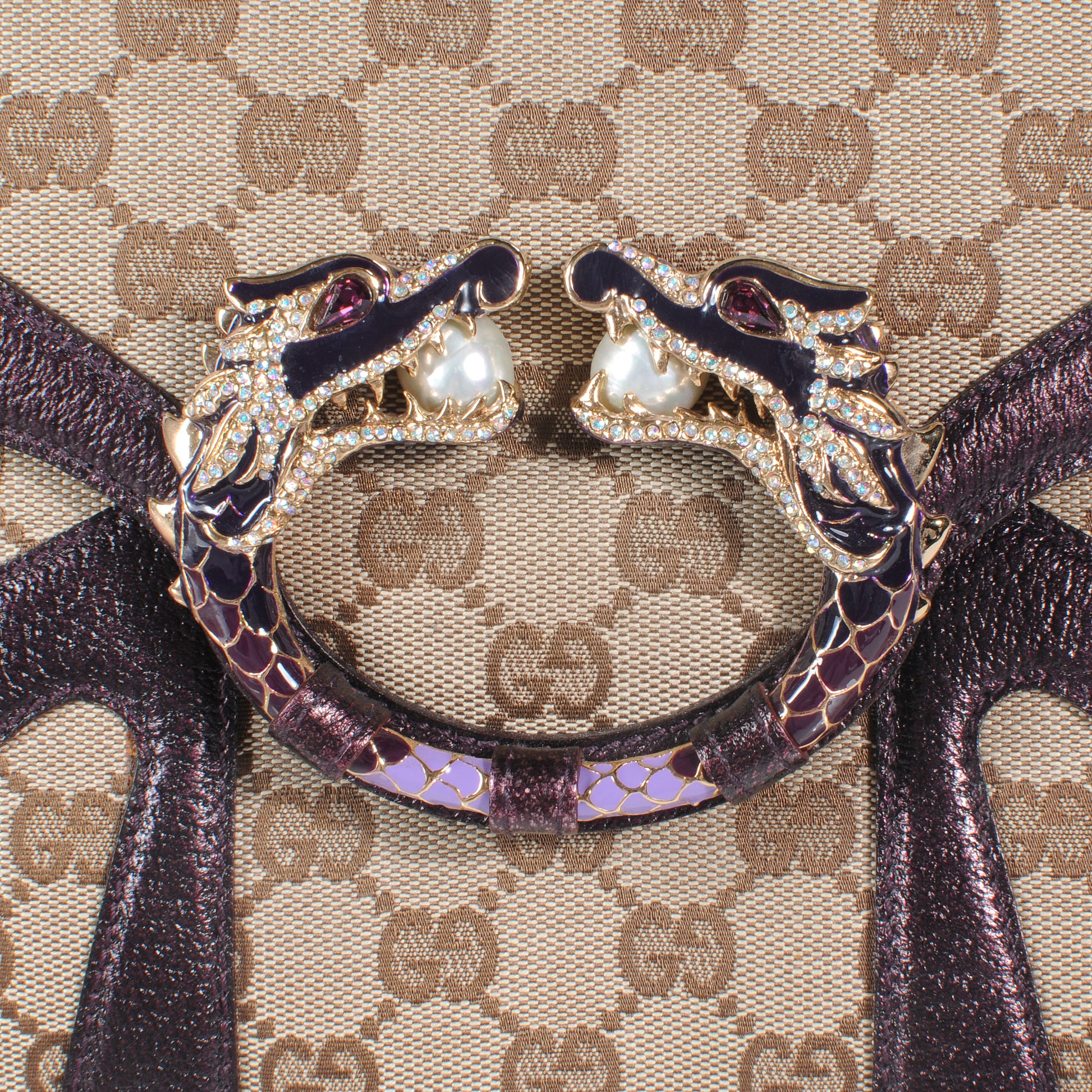 Gucci Monogram Tom Ford Jeweled Dragon Bag 5 of 9