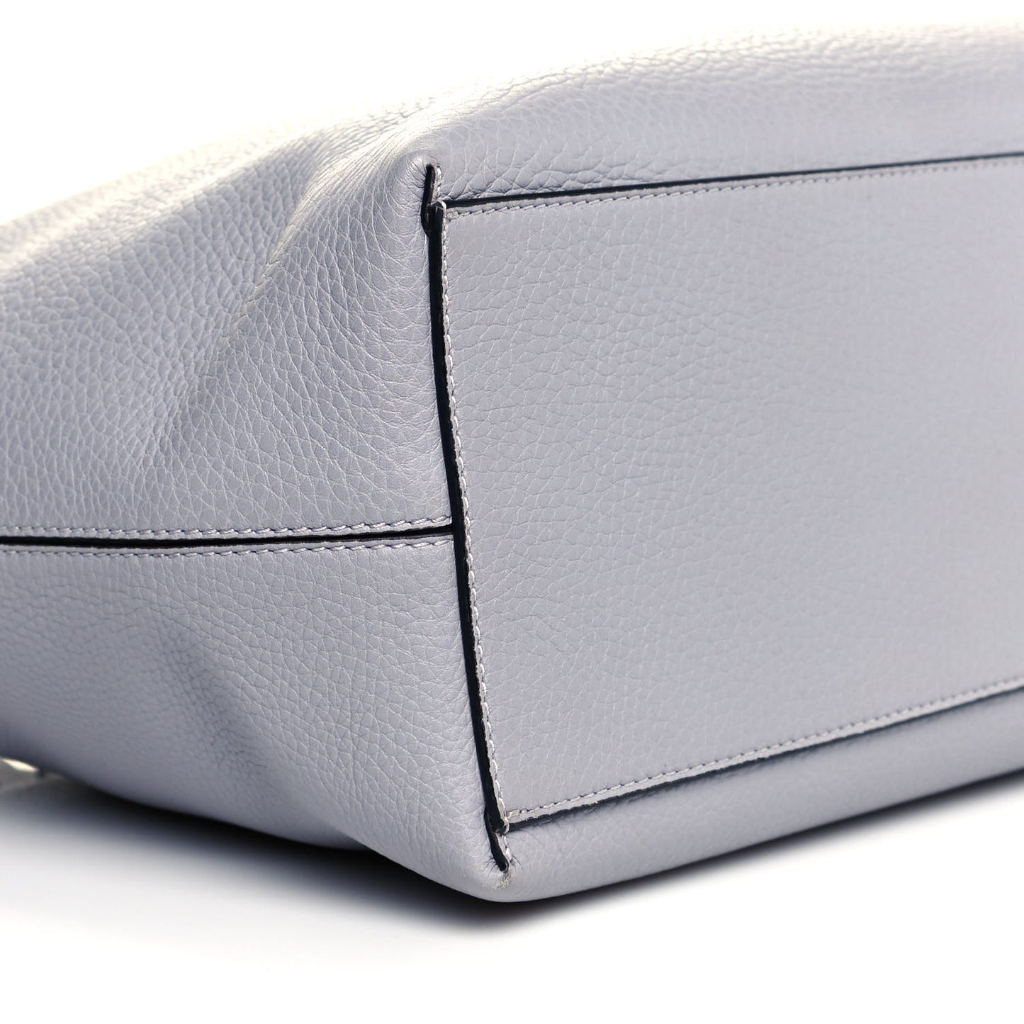 Grained Calfskin Rockstud Shoulder Tote Pastel Grey