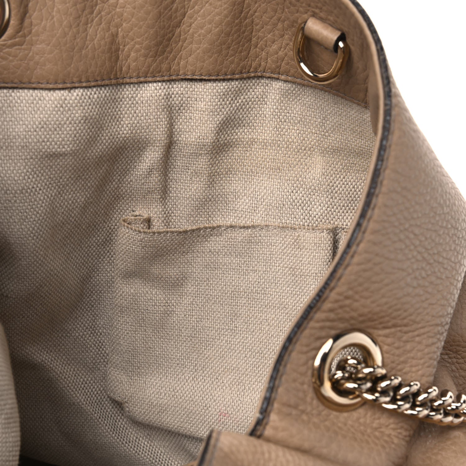 Gucci Pebbled Calfskin Large Soho Chain Shoulder Bag Nude 6 of 21