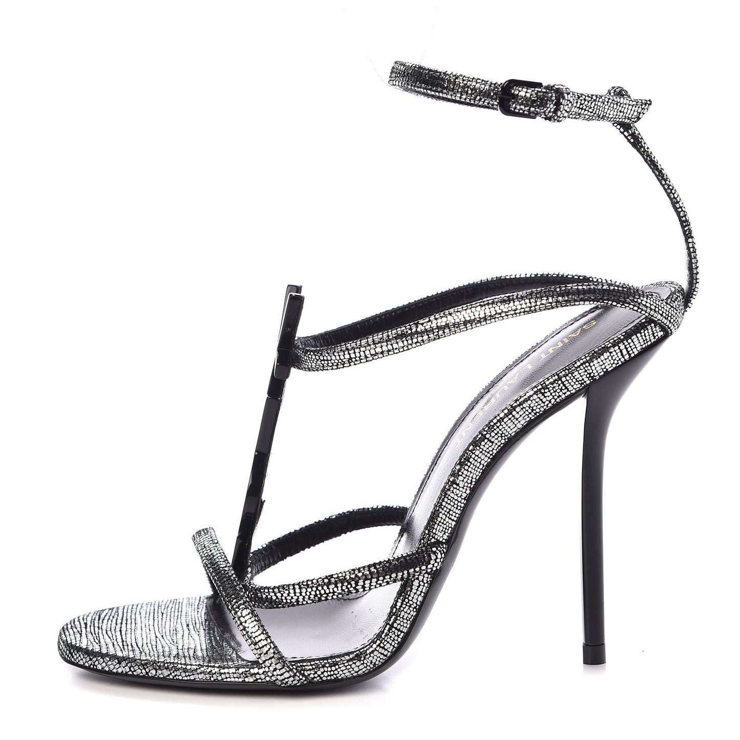 Calfskin Cassandra 110 Ankle Strap Sandals 35 Argento