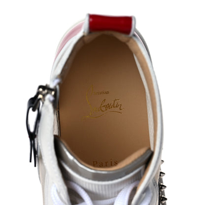 Christian Louboutin Calfskin Perforated Lou Spikes Flat Sneakers 42 White Red 9 of 10