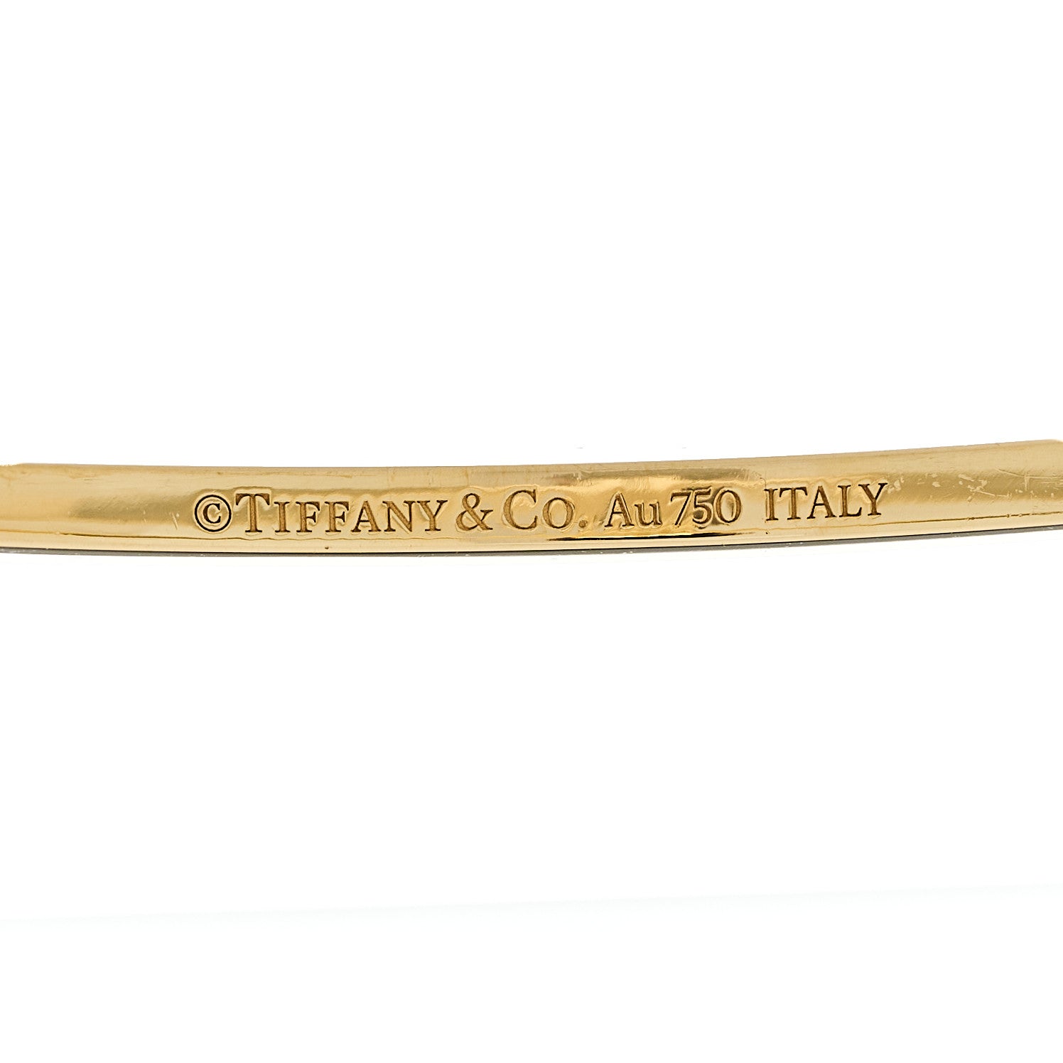 Tiffany 18K Yellow Gold Diamond T Hinged Wire Bangle Bracelet 3 of 3